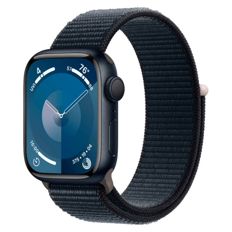 Apple Watch Series 9, 41 мм корпус из алюминия цвета Тёмная ночь, текстильный ремешок цвета Тёмная ночь