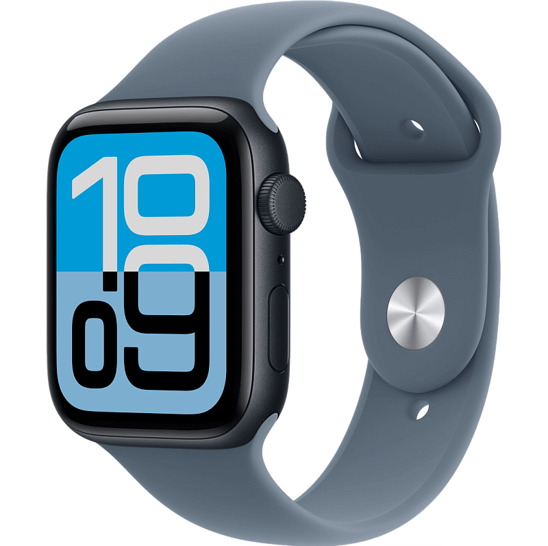 Apple Watch SE 3, 40 мм, корпус из алюминия цвета «тёмная ночь», спортивный ремешок цвета «якорный синий»