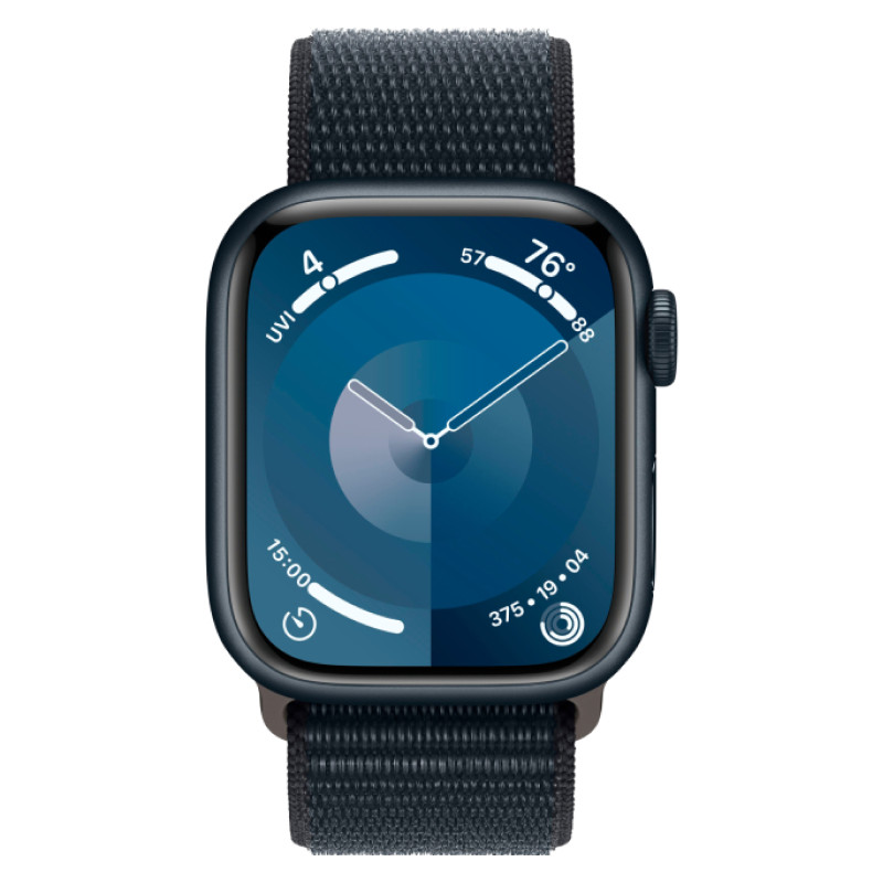 Apple Watch Series 9, 41 мм корпус из алюминия цвета Тёмная ночь, текстильный ремешок цвета Тёмная ночь